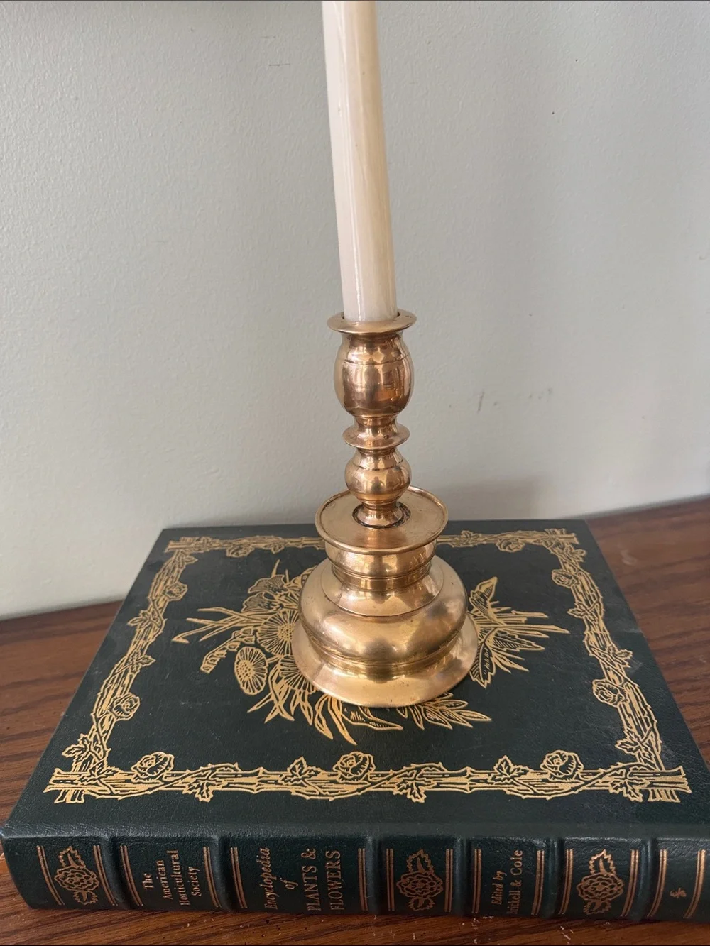 Vintage Solid Brass Tiered Baluster Stem Candlestick Holder 7”